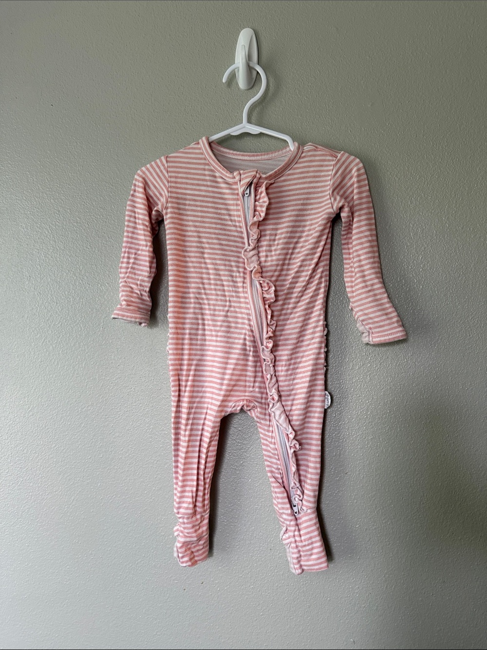 Gigi and Max Bamboo Infant Sleeper Striped Ruffles 9M